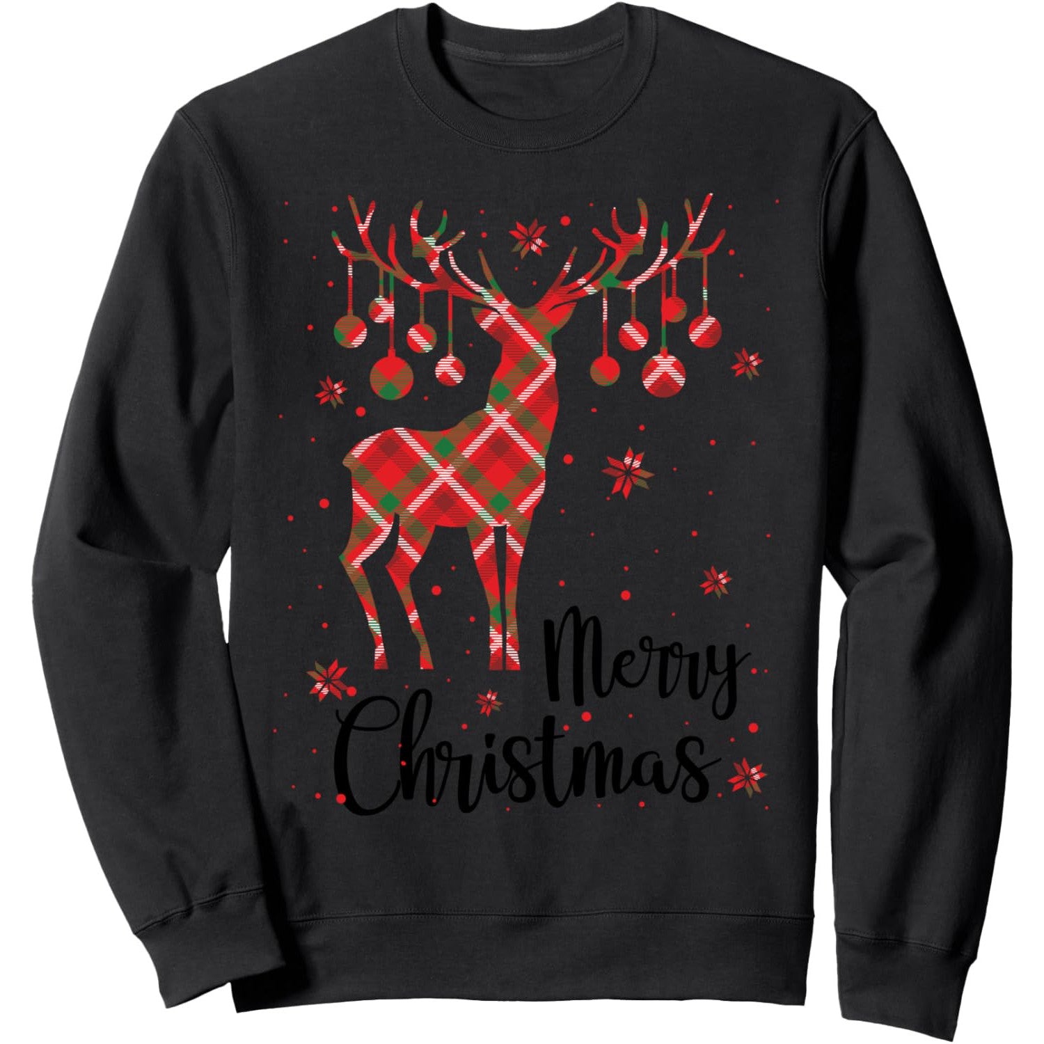 Christmas Snowflake Unisex Sweatshirt with Reindeer, Buffalo, Brick Patterns